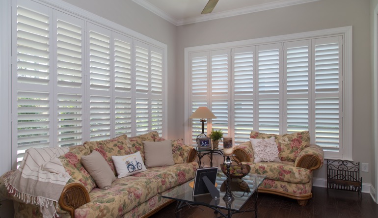 Clearwater sunroom plantation shutters